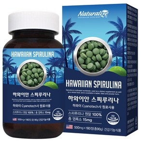 하와이산 스피루리나 원말 100% 하와이안 스피룰리나, 90g, 1개, 180정