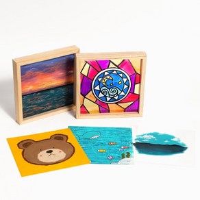 나무 아크릴 투명 액자 키트 DIY 만들기 아크릴판 MDF 탁상용 프레임 멀티 색칠 채색 도구 공작 장식 소품 돌봄 초등 유아