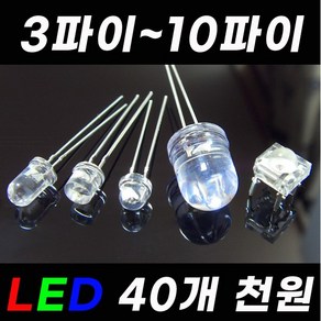 고휘도 LED 소자 전구 3 5 8 10 파이 mm LED칩 5파이LED 12V 24V 저항 발광다이오드 LED바 RGBLED, [E] 5파이평평, 그린(20), 1개