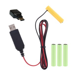 LR03 AAA 배터리 제거기 USB 전원 공급 장치 케이블 교체 1 ~ 4pcs AAA 1.5V 전기 장난감 손전등 시계 용 배터리, D, 1개