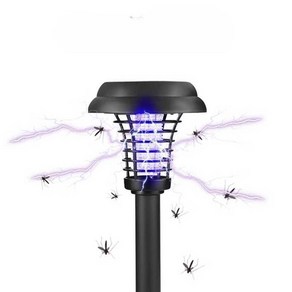 모기퇴치기 태양광 포충등 포충기 날벌레 캠핑, 소형원형 모기 킬러 램프 - 태양광 2개 세트