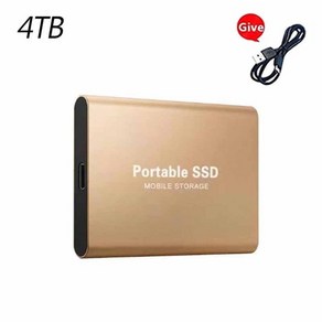 휴대용 SSD 1TB2TB 대용량 USBTypeC 인터페이스 노트북데스크탑휴대폰 용 고속 미니 하드 디스크 외장, 4TB Gold, 없음