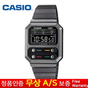 (카시오) CASIO 정품보증 남성남자여성여자남여공용학생 블랙실버 정장 스포츠 전자 손목시계 A100WEGG-1A