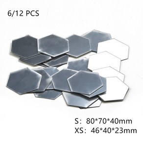 테라조타일 자체 4 개 거울 모자이크 육각 선물 아트 아크릴 DIY 장식 개 색 12 접착 벽 장식 데칼 6 스티커 타일, Silve - 6 PCS, XS 46x40x23mm, 실버, 6개
