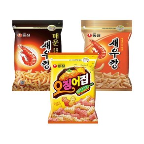 농심 대용량 지퍼백 스낵 모음, 매운새우깡 400g + 오징어집 260g  + 새우깡 400g, 1세트