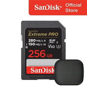 샌디스크 SD카드 익스트림 프로 V60 SDXEP 카메라 네비 디카 캐논 메모리 케이스, 256GB, 1개