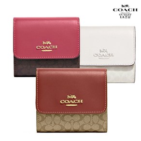 코치 스몰 트라이폴드 컬러블록 시그니처 3면 지갑 CF369 Small Tifold Wallet