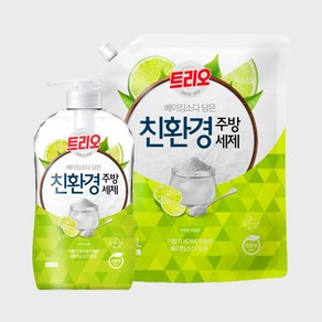 트리오 베이킹소다 담은 주방세제 라임 용기 리필, 1개, 680ml