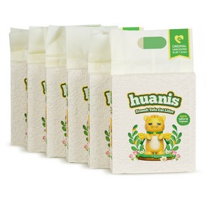 [HUANIS] 에코소프트 고양이 두부모래 1.5mm 가는입자 무향, 6개, 2.4kg