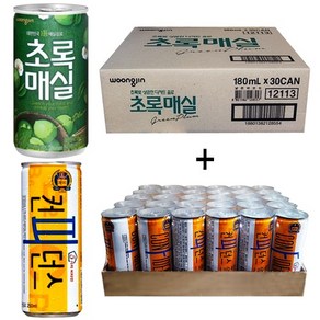 웅진 초록매실 180ml(30캔) + 컨피던스 250ml(30캔), 60개, 180ml