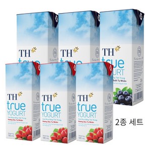 TH TRUE YOUGURT 베트남 TH 요구르트 2종 세트  블루베리맛/딸기맛 요구르트, 24개, 180ml