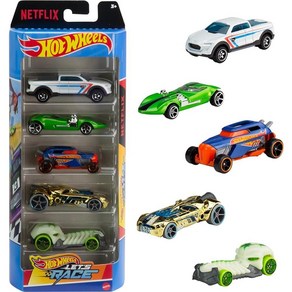 Hot Wheels Toy Cas & Tucks 5팩 애니메이션 넷플릭스 시리즈 Let's Race의 다이캐스트 차량 5개 세트, 미국 아마존 정품++ Hot Wheels Toy Ca, 1개