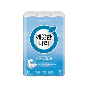 최신리뉴얼 깨끗한나라 순수 시그니처 3겹 화장지 28m 30롤 휴지, 최신리뉴얼 깨끗한나라 순수시그니처 3겹화장지 28m 3, 1개
