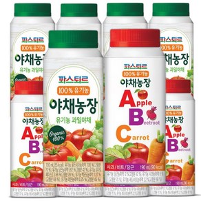 파스퇴르 파스퇴르 100%유기농 야채농장190ml (ABC주스12개+과일야채12개), 24개, 190ml