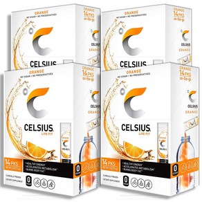 Celsius 셀시어스 온더고 에너지 파우더 무설탕 오렌지맛 14스틱 4팩, 4개, 14회분, 71.4g