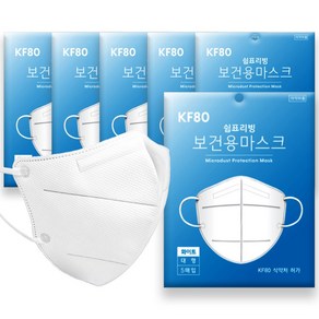 쉼표리빙보건용마스크(KF80)(화이트)(대형) 쉼표리빙 KF80 보건용 마스크 화이트 대형 5매X6팩, 5개입, 6개, 화이트