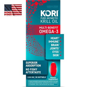 Koi Antactic Kill Oil Omega 3 코리 남극 크릴 오일 오메가 3 EPA DHA 30캡슐, 1개, 30정