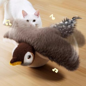 CABULE 고양이 자동 장난감 충전식 참새 인형 사냥놀이, 1개, 갈색, 벌새