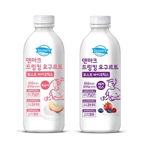 덴마크 드링킹요구르트 750mlx4병(복숭아2+베리믹스2)무배, 4개, 750ml