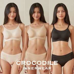 [크로커다일] 감탄브라 나일론모달 스트랩 패드일체형 브라+팬티 6종세트 CDW4O050609_T