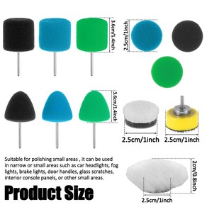 미니 버핑 폴리싱 패드 디테일 패드 세트 내마모성 스폰지 울 폴리셔 자동차 소형 1 인치 20 개, 1) 20PCS One Set, 1개