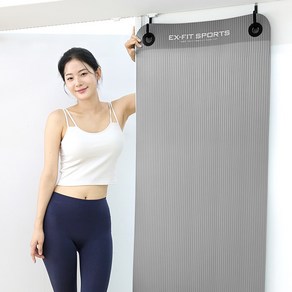 보관이 편한 신개념 벽걸이 요가매트, 그레이 NBR 15mm, 1개