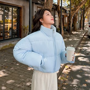 여성 캐주얼 크롭 숏 후드 패딩 자켓 베이직 겨울 숏 자켓 도툼한 하이넥 집업패딩 웰론점퍼 코트 데일리룩