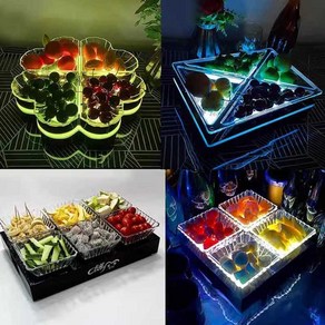 클럽 LED 조명 접시 술집 과일 안주 그릇 라운지 램프 노래방 업소용, 4개 옐로우 무광택 접시, 1개