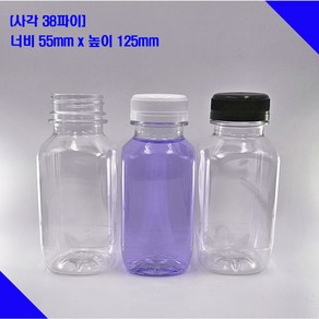 [보틀스] 250ml 250미리 사각 주스 미니 페트병 플라스틱병, 103개, 먹색(38파이), 투명