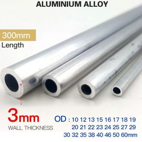 pvc 파이프 관 배관 자재 6063 알루미늄 합금 튜브 3mm 두께 10-60mm OD 스트레이트 라운드 300mm 500mm, [21] OD 50 x ID 44mm, [01] 300mm, 1개