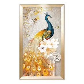 보석자수나라 대형 보석십자수 diy 비즈 큐빅 구슬 자수 50x100cm, 황금공작새 50x100cm, 1개, 황금공작새 50x100cm