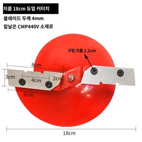 수동접이식 아이스오거 드릴날 얼음구멍뚫기 겨울낚시 얼음낚시, 6)18cm직경 2개의날헤드, 1개