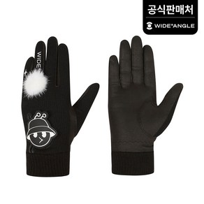 [와이드앵글 공식] 골프 여성 CO 캐주얼 방한 양손 장갑 L WWW24V01Z1, Black, 1개