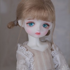 BJD 구체관절인형 풀세트 26cm 구관 1/6 Bitsie 관절 텐센줄 연결 안구교체 가발교체 가능, 라이트 브라운 원피스, 1개