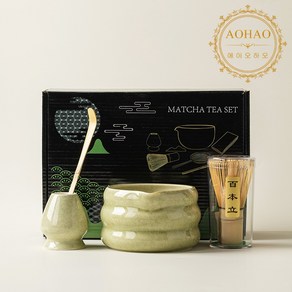 AOHAO 말차도구 4PCS 세트 MATCHA WHISK, 1세트, B그린4PCS