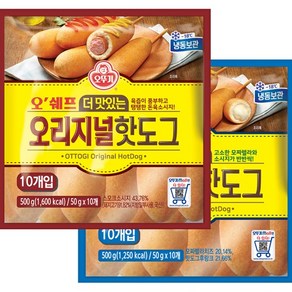 [오뚜기] 오쉐프 더 맛있는 핫도그 (모짜/오리지널) 2종 각 1봉씩 (낱개20개), 없음, 500g