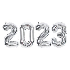 제이벌룬 hello 2024 크리스마스 신년 파티 숫자 영문 풍선 세트, 숫자풍선세트 2023 [소] 실버