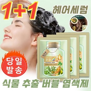 JUELREOU 1+1 (빠른배송) 식물 추출 버블 염색제 200ml*2 식물 에센스염색약 식물 건강 백발 커버, (2+2)밤색[40봉지]+헤헤어팩8+도구4, 200ml