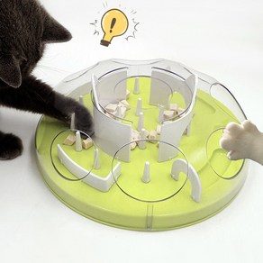 [한정세일]PET MOMENT 고양이 먹이퍼즐 난이도조절 미로 간식 정난감 퍼즐노즈워크 IQ 분리불안 비만방지, 크라미 그린, 1개