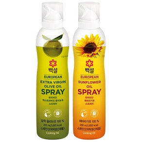 백설 스프레이 올리브유 200ml + 해바라기유 200ml, 1세트