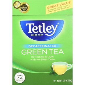 Tetley Green Tea Decaffeinated ‑ 72 bags 4.57 oz box 테틀리 그린티 무카페인 ‑ 72봉 4.57온스 상자