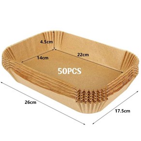 직사각형 에어 프라이어 특수 종이 식품 등급 오일 바베큐 베이킹 붙지 않는 냄비 패드 50개 100, 02 50pcs