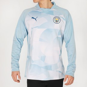 푸마 긴팔티 EPL Mancheste City FC 맨시티 프리매치 LS 스웨트 탑 화이트-블루 로고