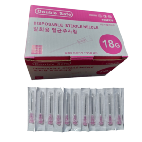 더블세이프 일회용 멸균주사침 18G 38mm 100개입