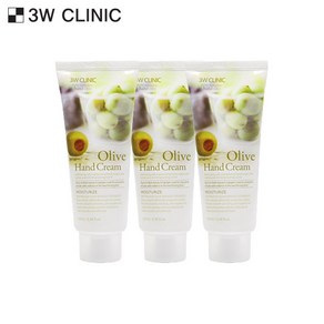 3W CLINIC 모이스처라이징 핸드크림 올리브, 3개, 100ml