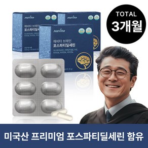 60캡슐 3개월분 패키지 해비타 브레인 포스파티딜세린 500mg 식약처인증 기억력 인지력 두뇌건강, 60정, 3박스