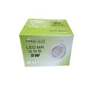 e-sol LED MR 일체형등기구 LED매입등 3인치 5W(주광색)흑색바디, 1개