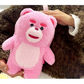 벨리곰 크로스백 인형 30cm 캐릭터 동물 애착 선물 귀여운 뽀글이 곰인형 가방, 1개