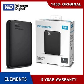 Western Digital-WD Elements 5TB 휴대용 외장 하드 드라이브 USB 3.0 HDD 디스크 PC 노트북