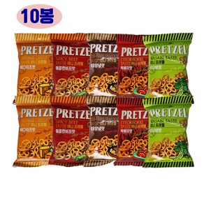 삼진 미니 프레첼 75g x 10봉 매콤비프 체다치즈 볶음양념 와사비 떡볶이맛, 10개